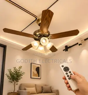 Ceiling Fan With Light Wood Blade With Remote Control