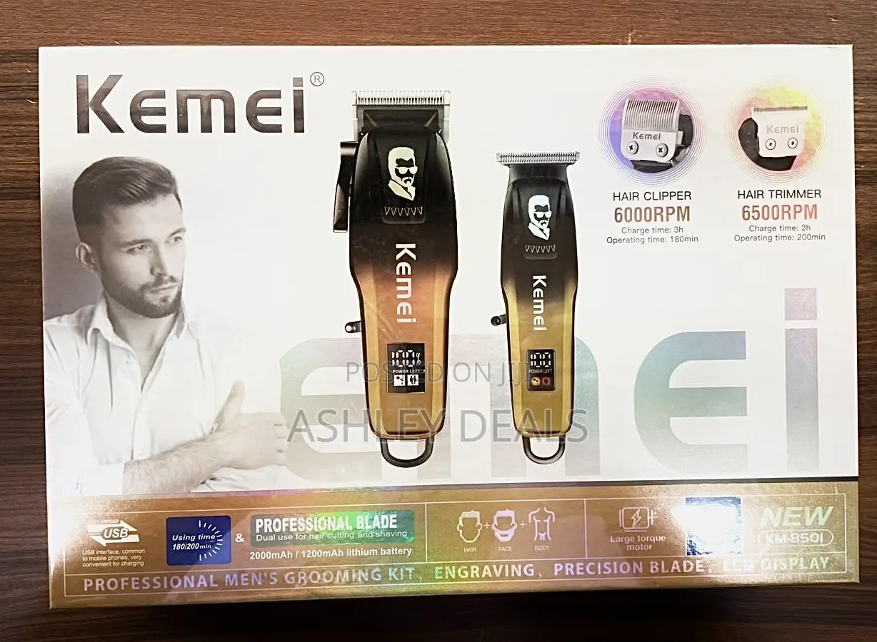 Kemei Professional Cordless Hair Clipper and Trimmer Kit