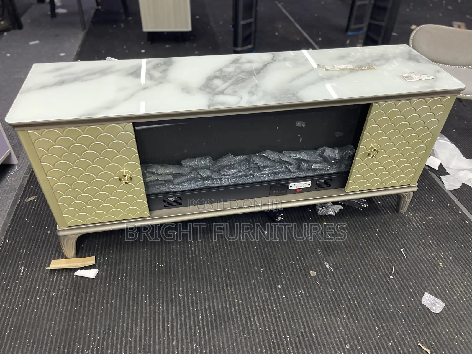Electronic Tv Stand With Bluetooth Speaker and Light