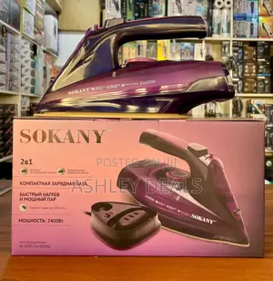 Purple Sokany Aj-2085 Cordless Steam Iron.