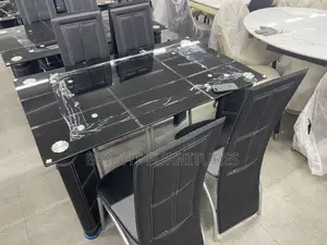 Glass Dining Table With 4 Leather Chairs