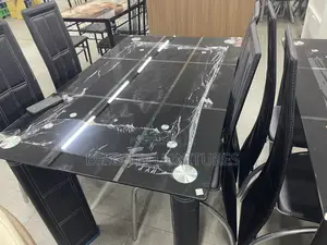 Glass Dining Table With 4 Leather Chairs