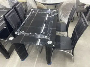 Glass Dining Table With 4 Leather Chairs