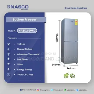 Nasco 158ltr Bottom Freezer Refrigerator-Nasd2-20fl