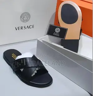 This Is Original Versace Pure Real Leather Men Slippers