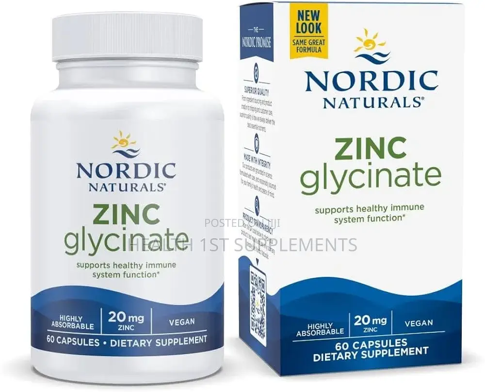 Nordic Naturals Zinc Glycinate, 20 Mg, 60 Capsules
