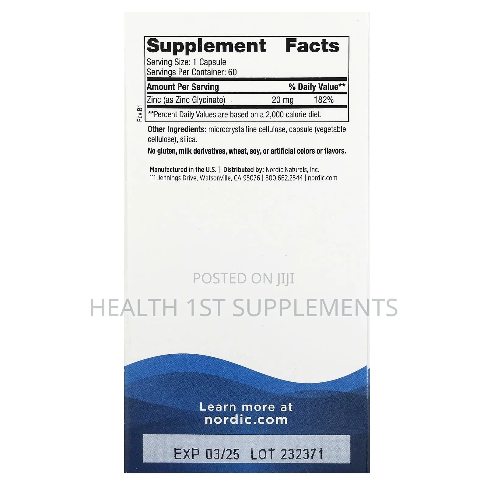 Nordic Naturals Zinc Glycinate, 20 Mg, 60 Capsules