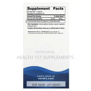 Nordic Naturals Zinc Glycinate, 20 Mg, 60 Capsules