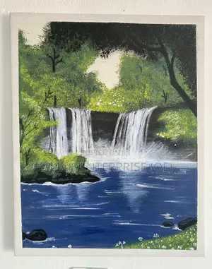 Beautiful Hand-Painted Water Fall Vegetation