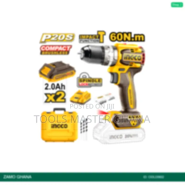 Lithiumion Compact Brushless Impact Drill 20v 2 Battery - Cidli20602