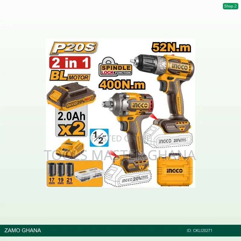 Cordless 2 PCS Combo Kit Drill Wrench - Ckli20271