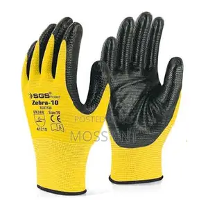 Gloves Nitrile Coated Polyester Knitted Zebra-10 Yellow - Sgs7130