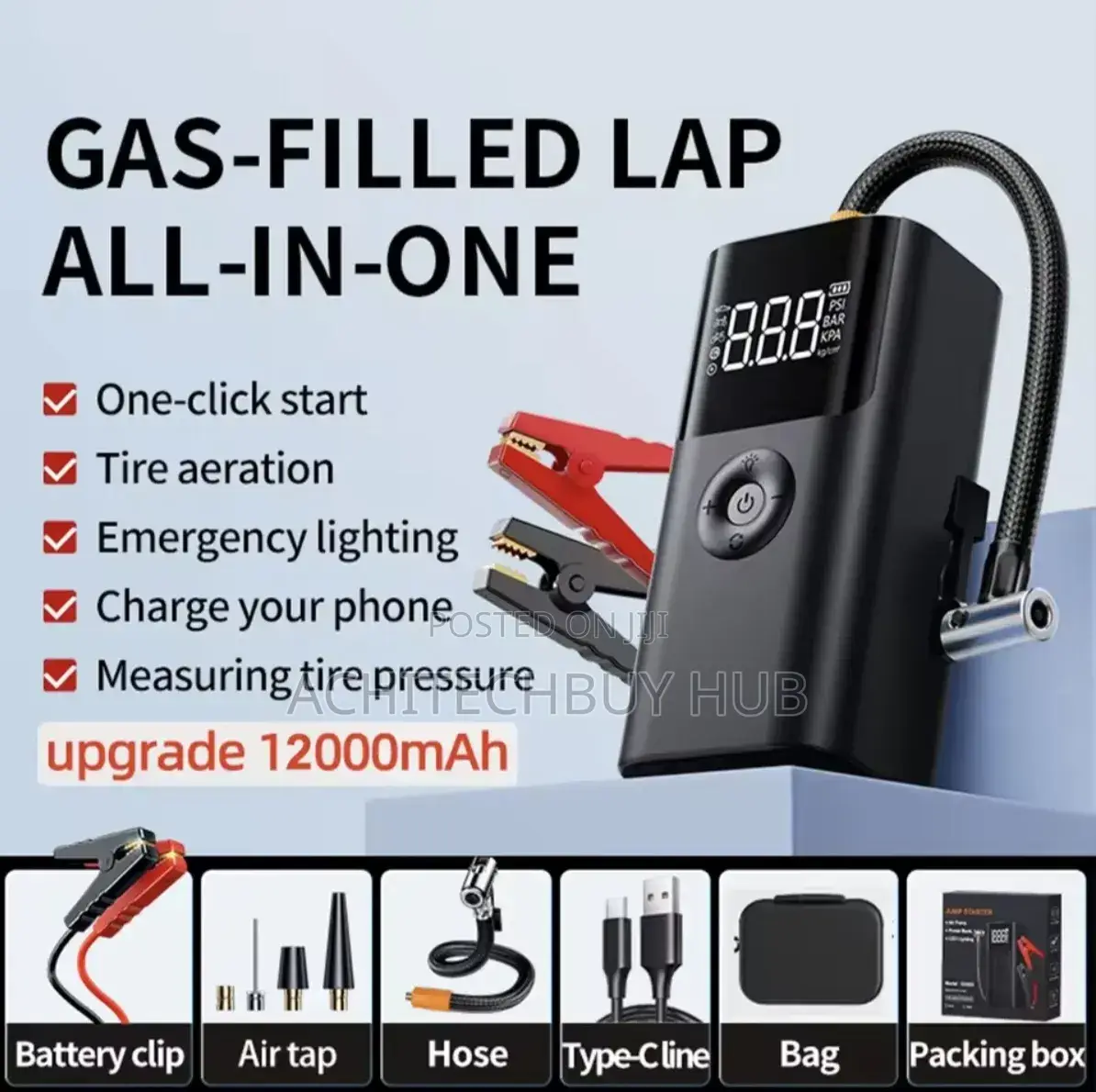 All-in-One Car Jump Starter With 150psi Air Pump Power Bank