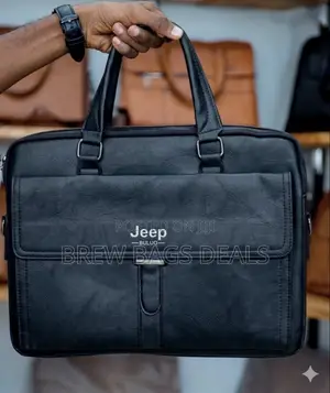 Pure Leather Jeep 15.6 Inches Unisex Laptop Bag With Strap.