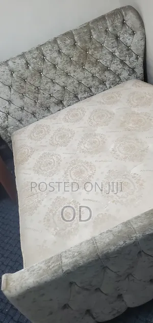 Grey Crushed Velvet Wingback Bed