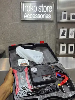Portable Jump Starter With Air Compressor and Emergency Light