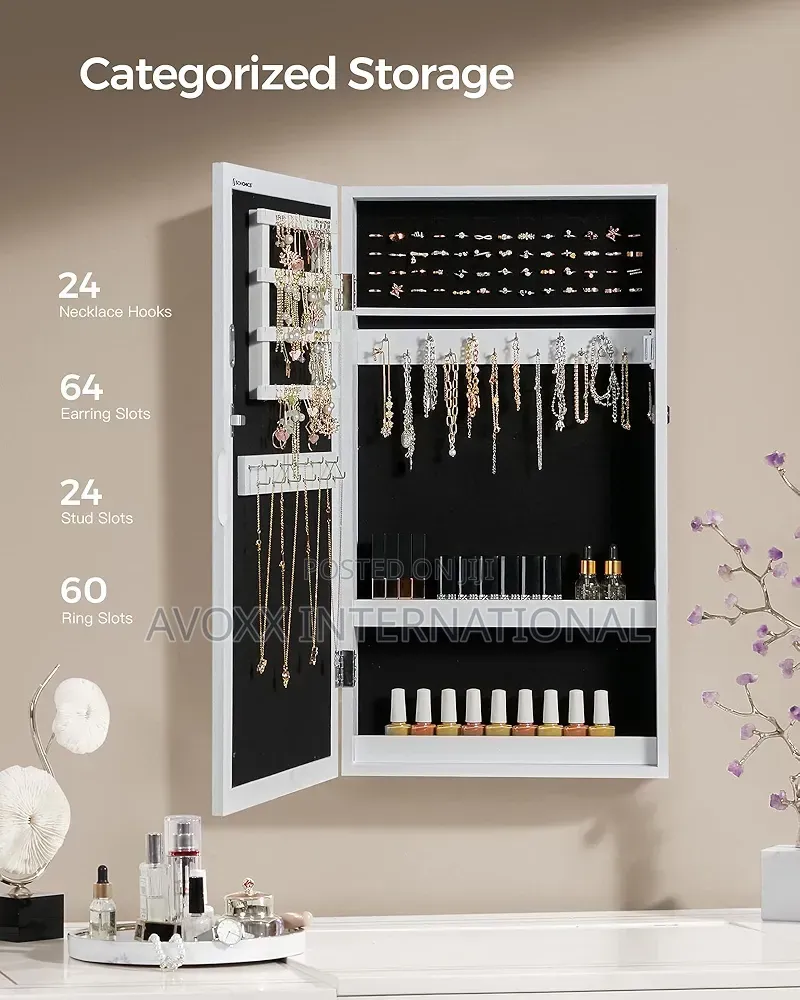 Songmics Lockable Jewelry Cabinet Armoire With Mirror