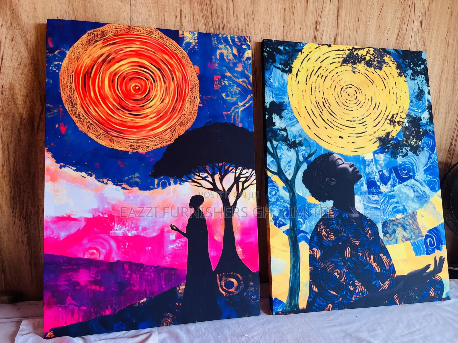 Real Cloth Coloful Art Canvas Print Depiction of Meditation Connection