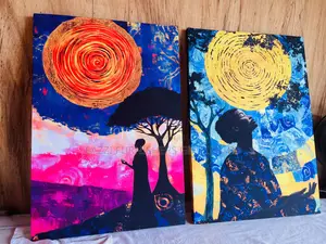 Real Cloth Coloful Art Canvas Print Depiction of Meditation Connection