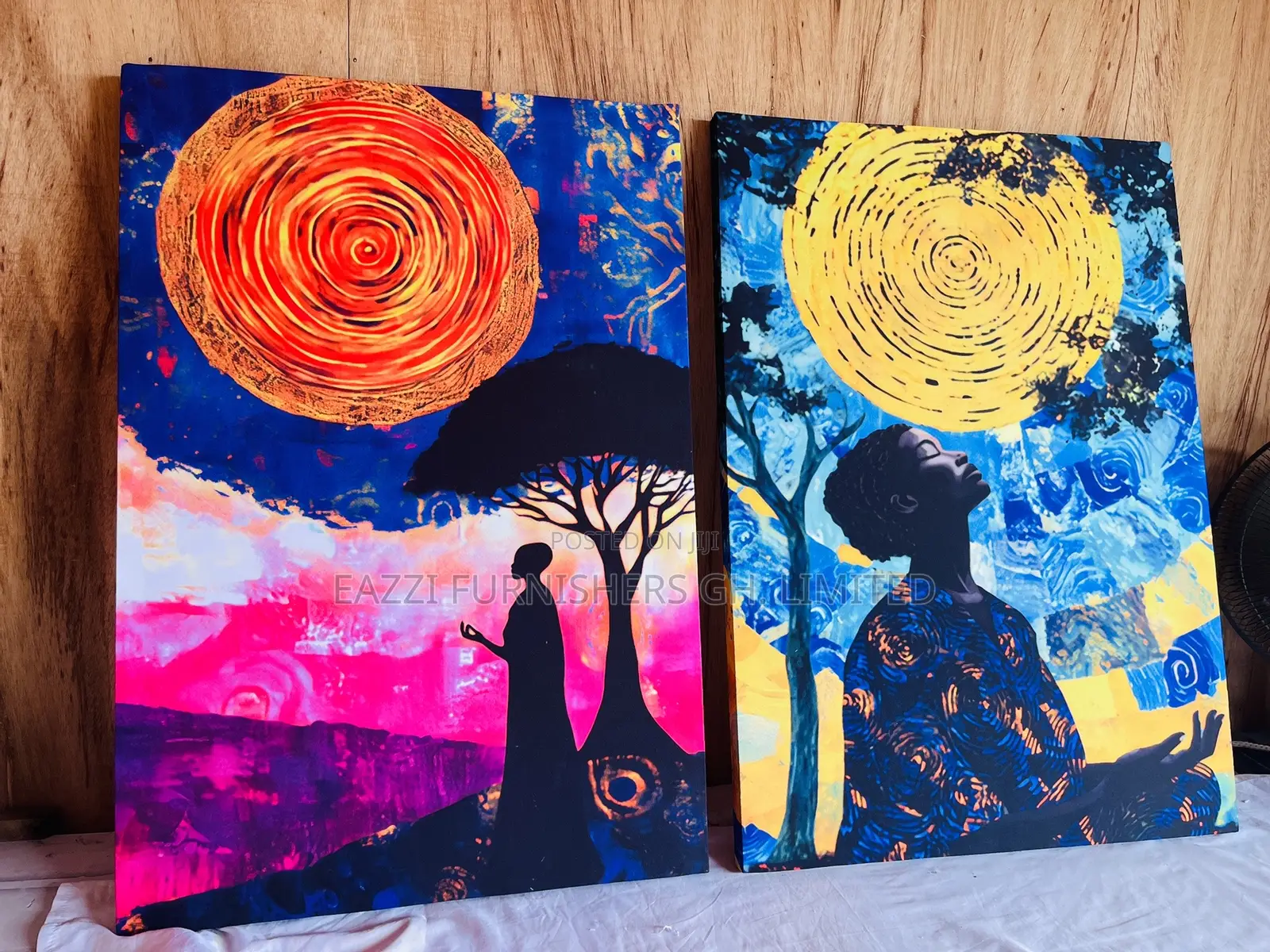 Real Cloth Coloful Art Canvas Print Depiction of Meditation Connection