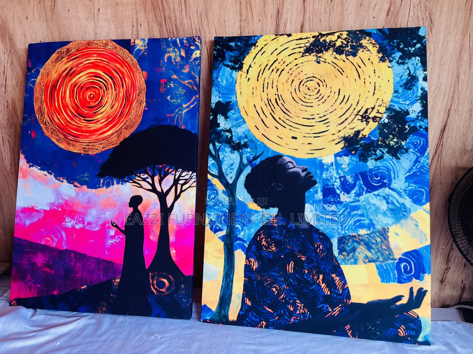 Real Cloth Coloful Art Canvas Print Depiction of Meditation Connection