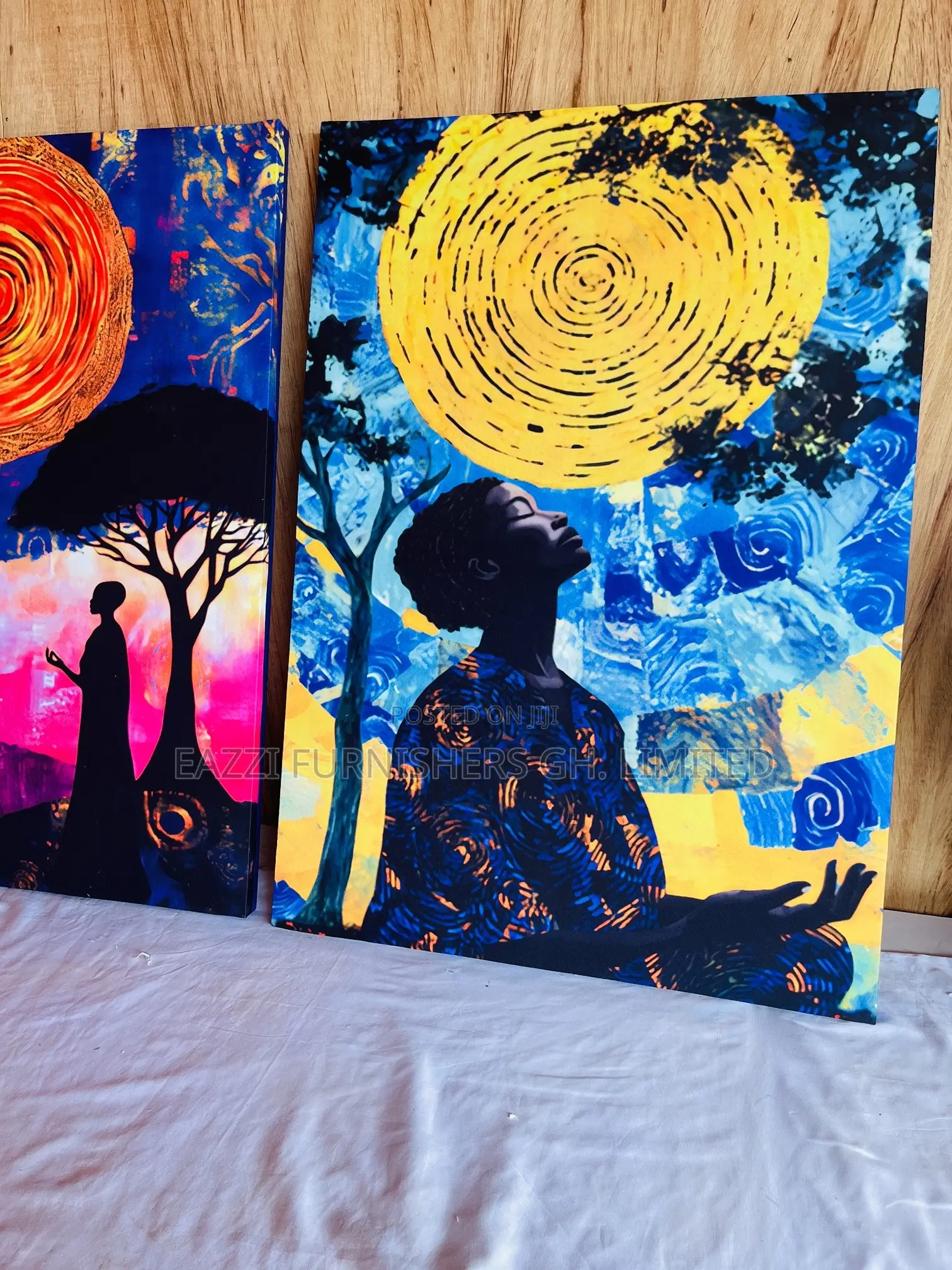Real Cloth Coloful Art Canvas Print Depiction of Meditation Connection