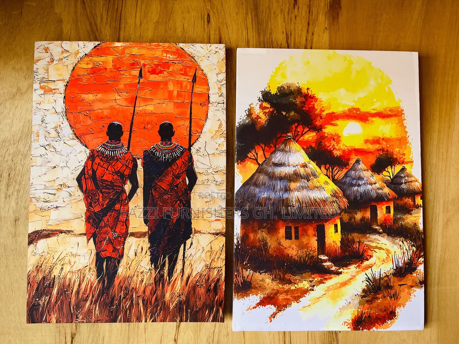 The Maasai Traditions Warrior’S Village Real Cloth Canvas Wall Arts
