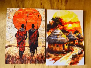 The Maasai Traditions Warrior’S Village Real Cloth Canvas Wall Arts