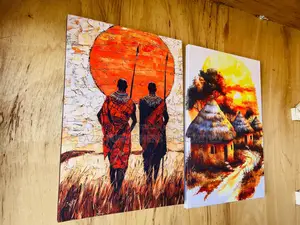 The Maasai Traditions Warrior’S Village Real Cloth Canvas Wall Arts
