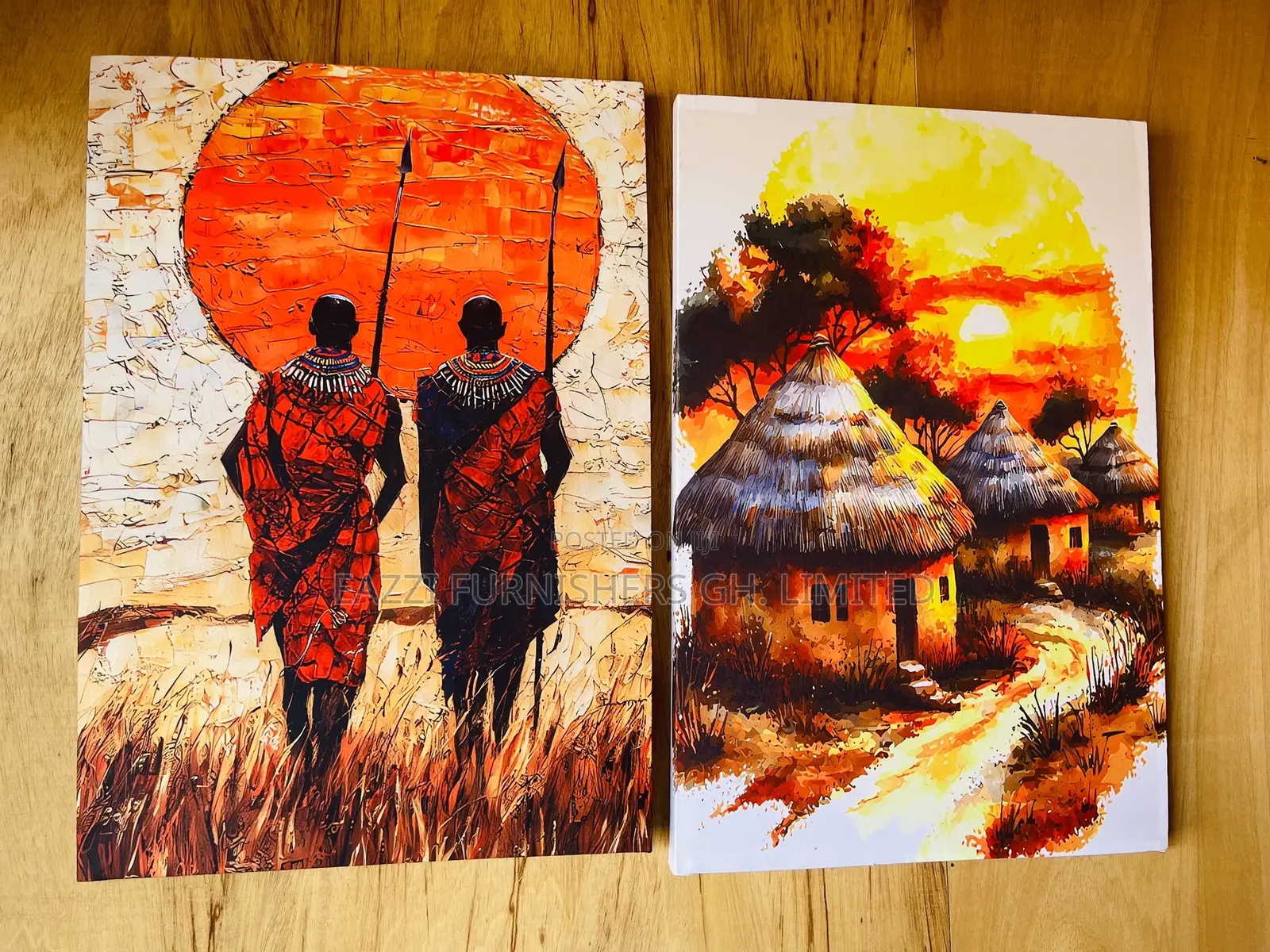 The Maasai Traditions Warrior’S Village Real Cloth Canvas Wall Arts