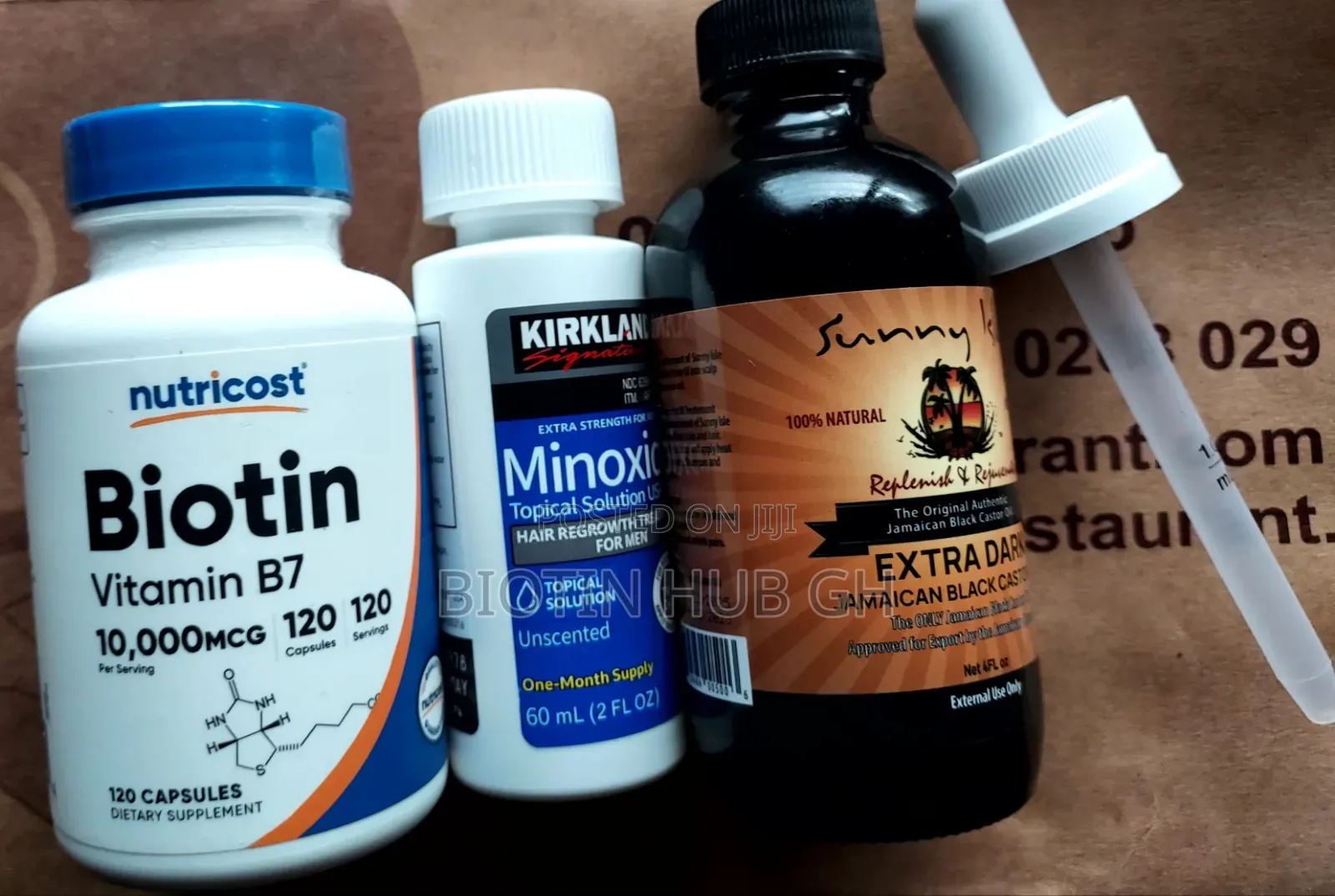 Kirkland,Jamaican Black Castor Oil and Nutricost Biotin Combo