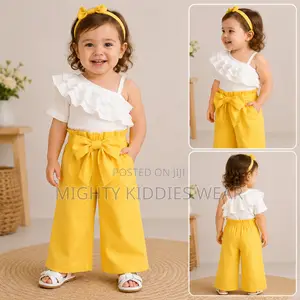 Girls' Cotton Tank Top + Solid Long Pants Cute Style Age 4-6yrs