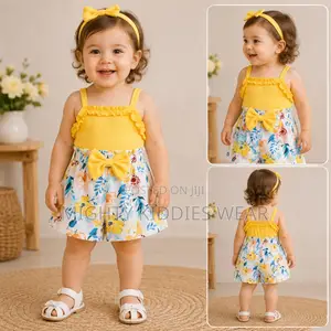 Girls Style Yellow Camisole Printed Shorts Age 2-3yrs Only