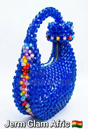 Jerm Glam Afric: Luxury Royal Blue Rainbow Crystal Beaded Bag