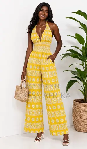 African Print Halter Jumpsuit