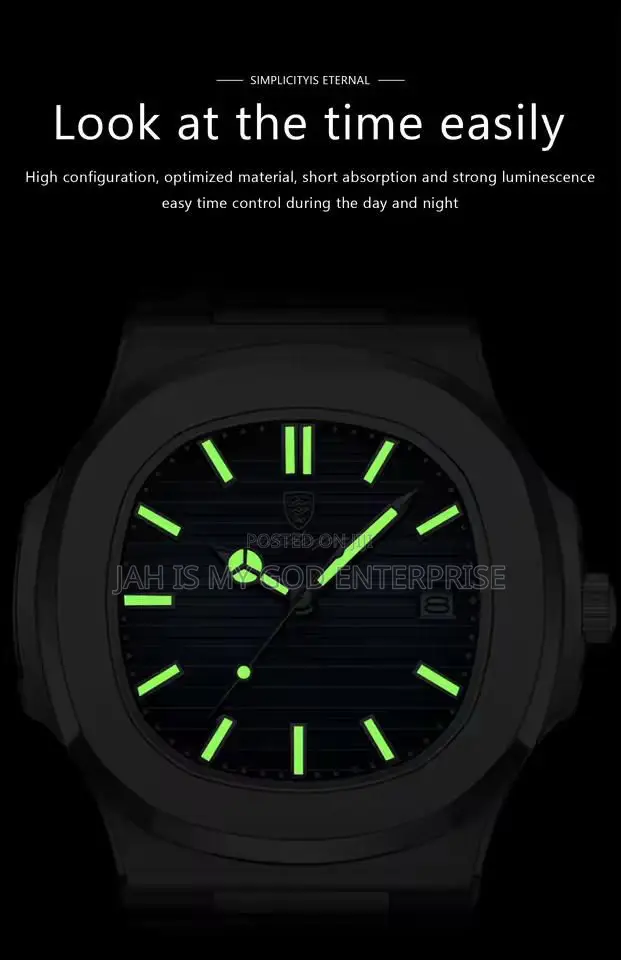 Poedagar Square Waterproof Luminous Leather Men's Quartz Wristwatch