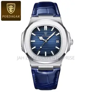 Poedagar Square Waterproof Luminous Leather Men's Quartz Wristwatch