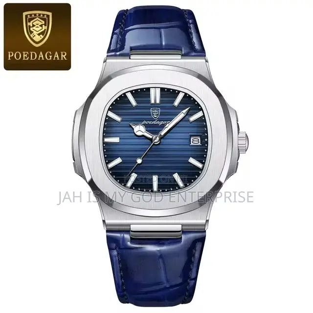 Poedagar Square Waterproof Luminous Leather Men's Quartz Wristwatch