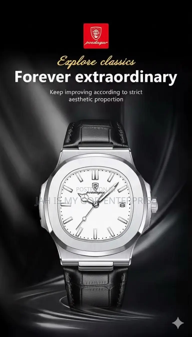 Poedagar Square Waterproof Luminous Leather Men's Quartz Wristwatch
