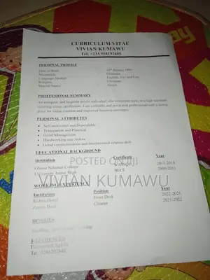 Housekeeping Cleaning CV