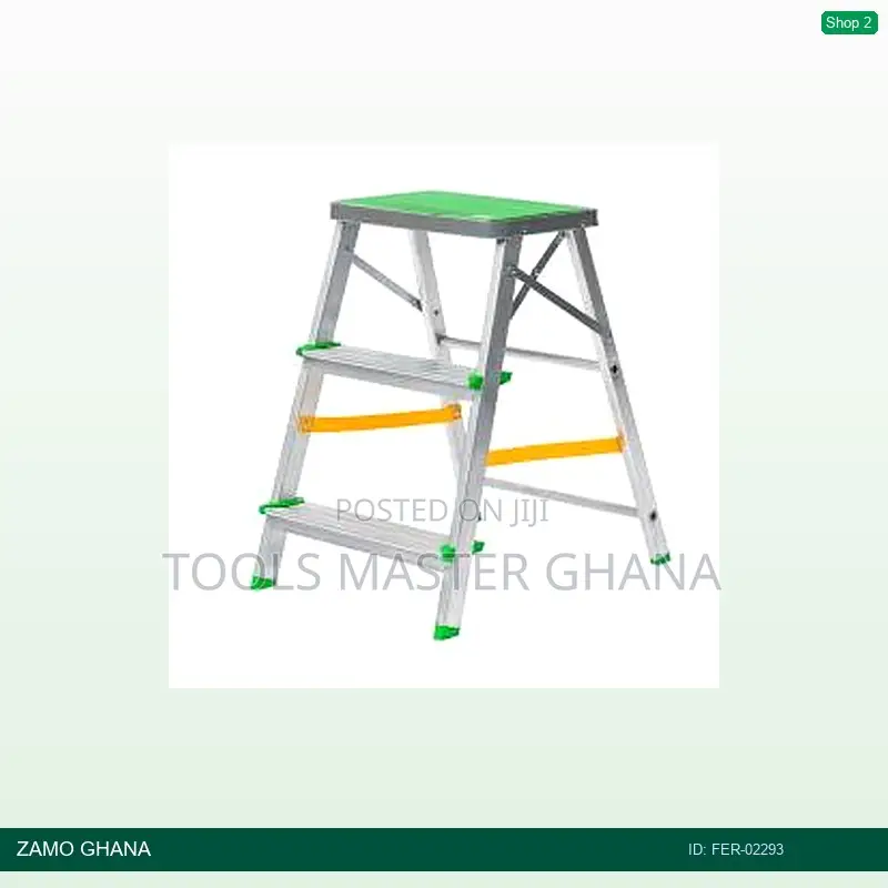 Ferral 2 Steps Ffoldable Ladder Aluminium Green - Fer-02293