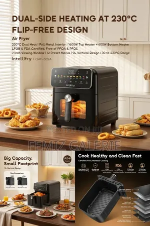 Oraimo Intellifry 9l 230°C Dual Side Flip Free Air Fryer