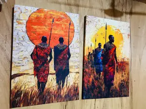 Real Cloth Africans Warrior Canvas Art Fine Print Wall Frame High End
