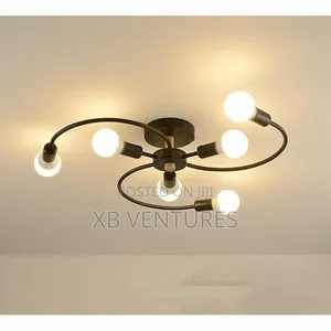 6-Head Black Iron Ceiling Pendant Light