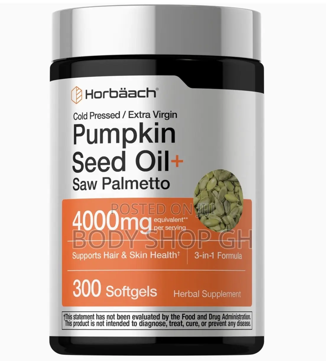Pumpkin Seed Oil With Saw Palmetto | 300 Caps | Hair and Skin Support