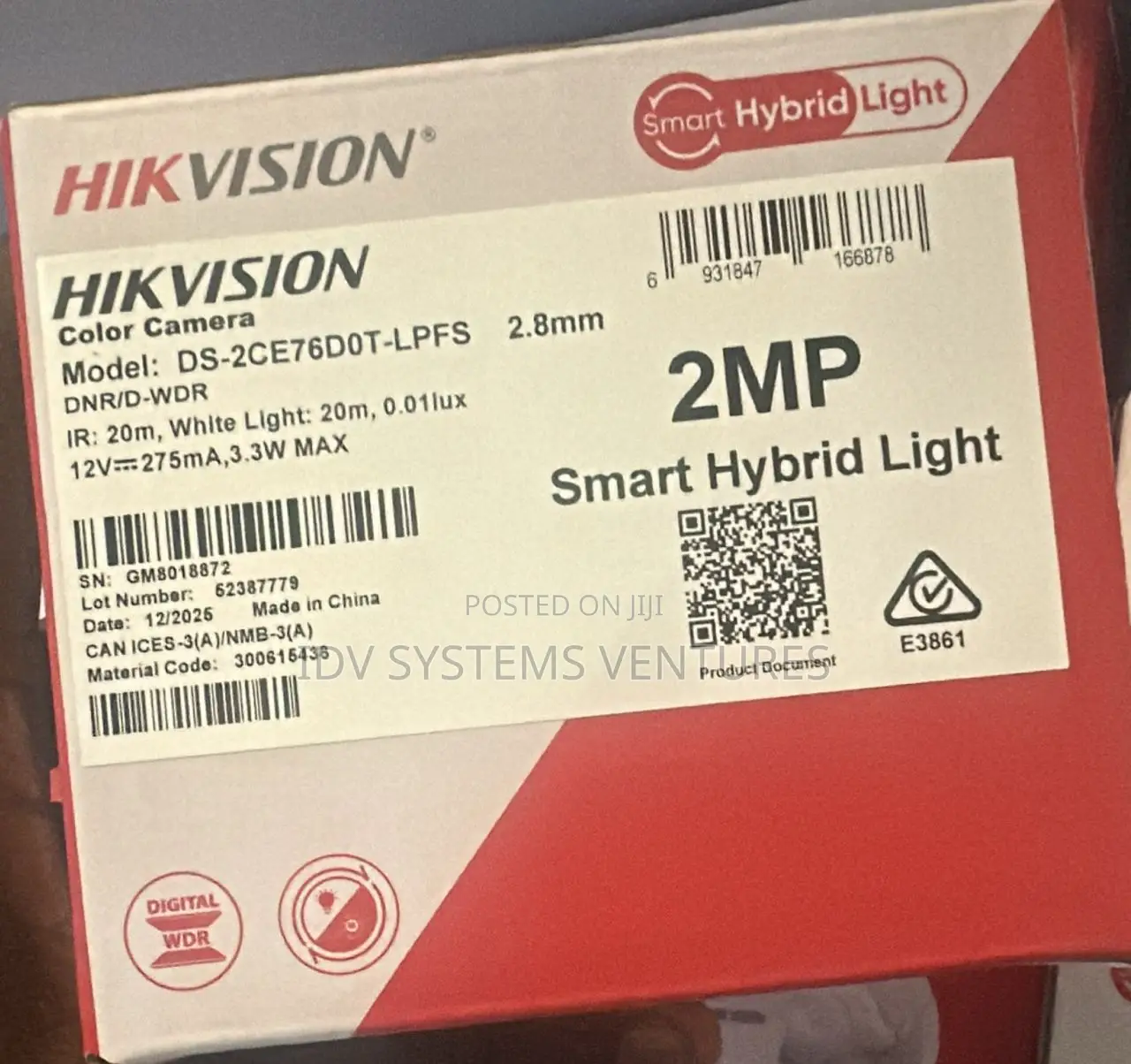 CCTV Ds-2ce76d0t-Lpfs2mp Smart Hybrid Light Audio Fixed Turret Camera