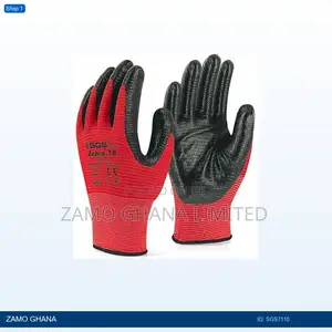 Gloves Nitrile Coated Polyester Knitted Zebra-10 Red - Sgs7110