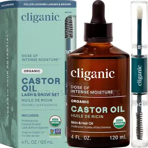 Cliganic, Organic Castor Oil, Hexane Free, Lash Brow Set, 120 Ml