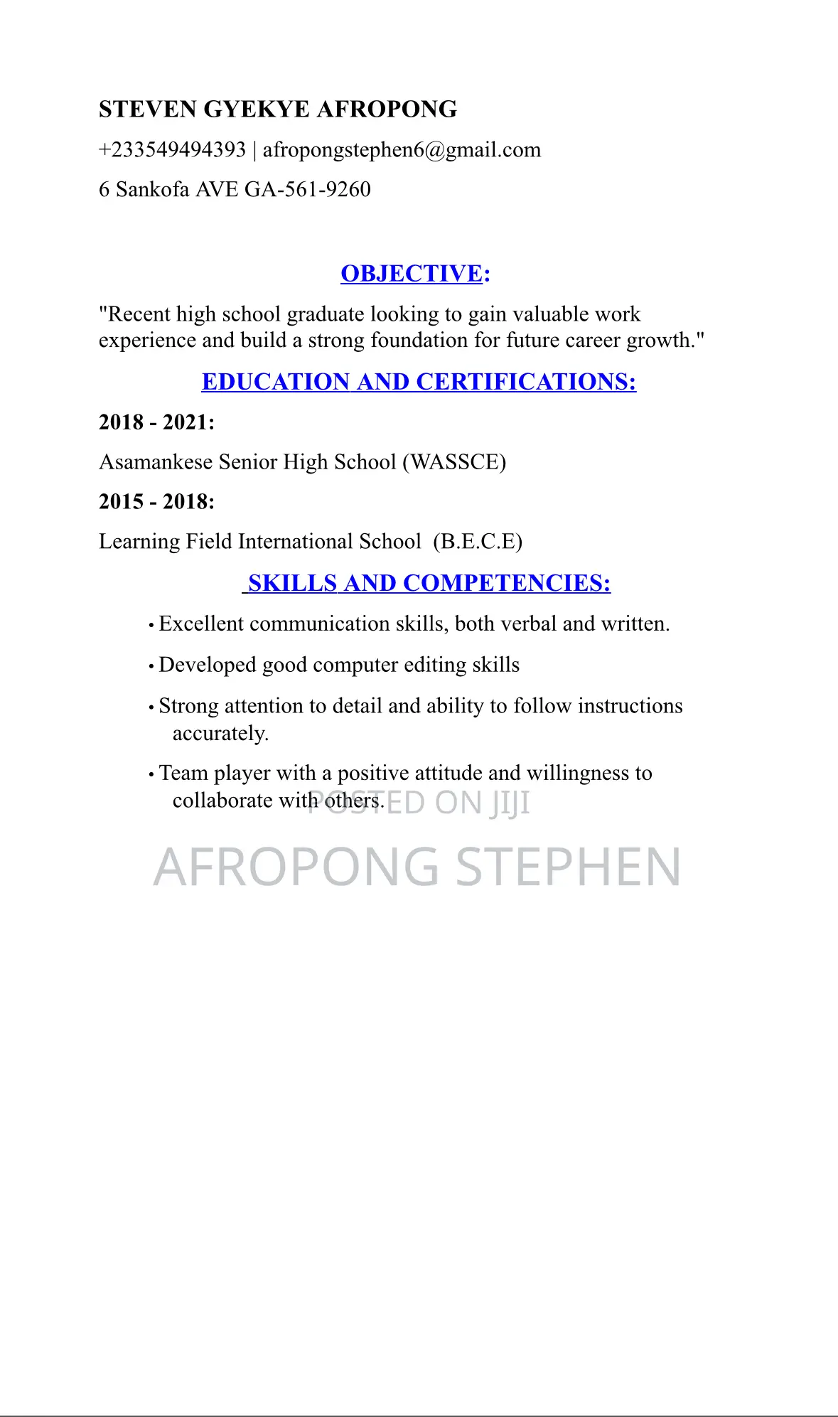 Teaching CV