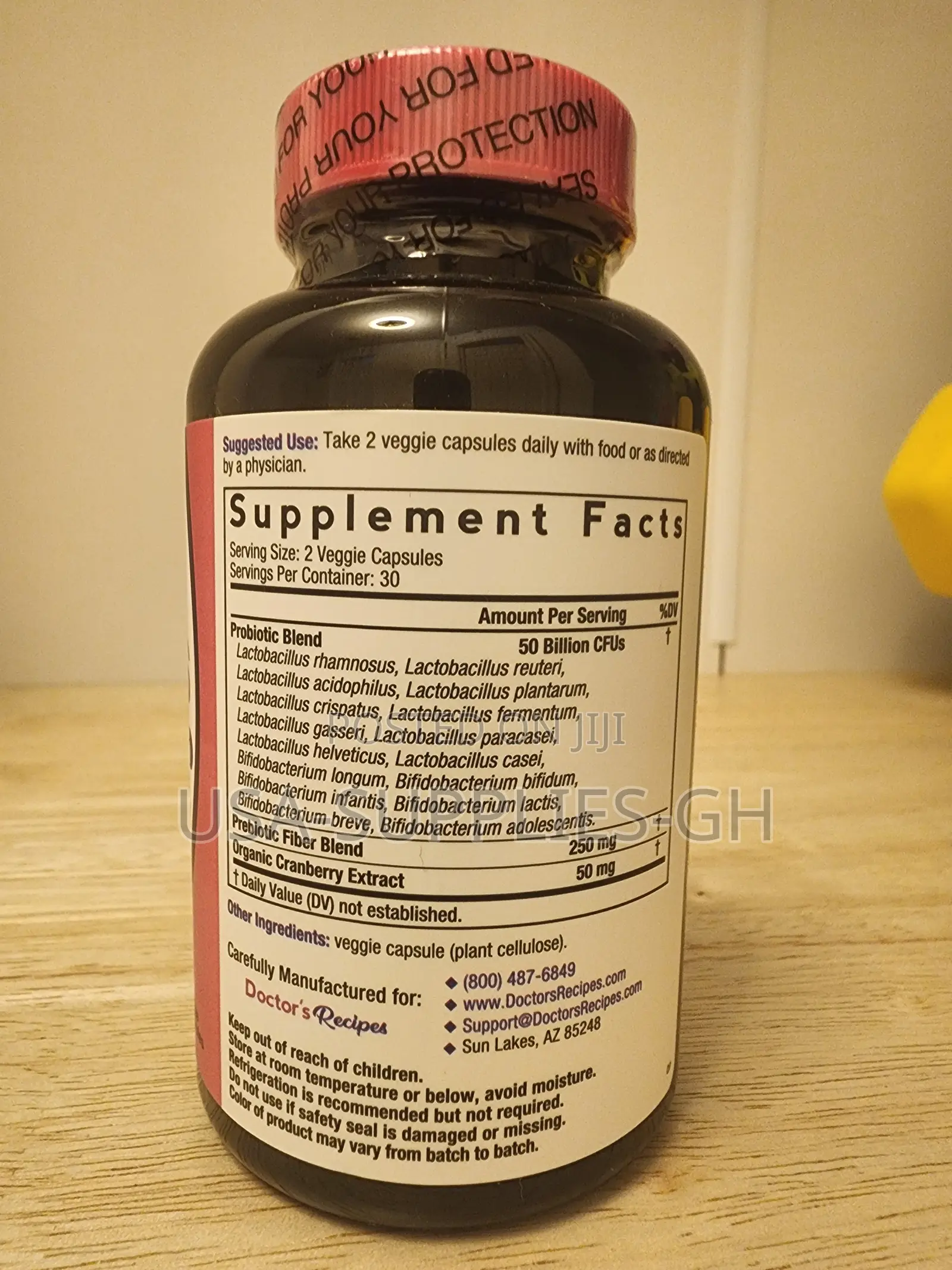 Doctor's Recipes Women's Probiotic, 60 Caps With Organic Cranberry Usa
